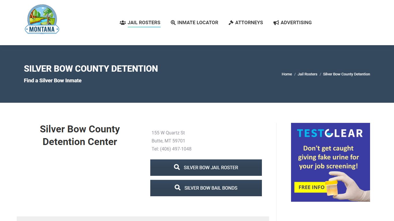 Silver Bow County Detention - MONTANA JAIL ROSTER